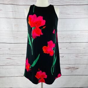 Lauren Ralph Lauren black crepe a-line floral watercolor dress